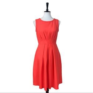 Tahari Women's A Line Sleeveless Salmon Pink Fit Flare Pleated Dress Size 4